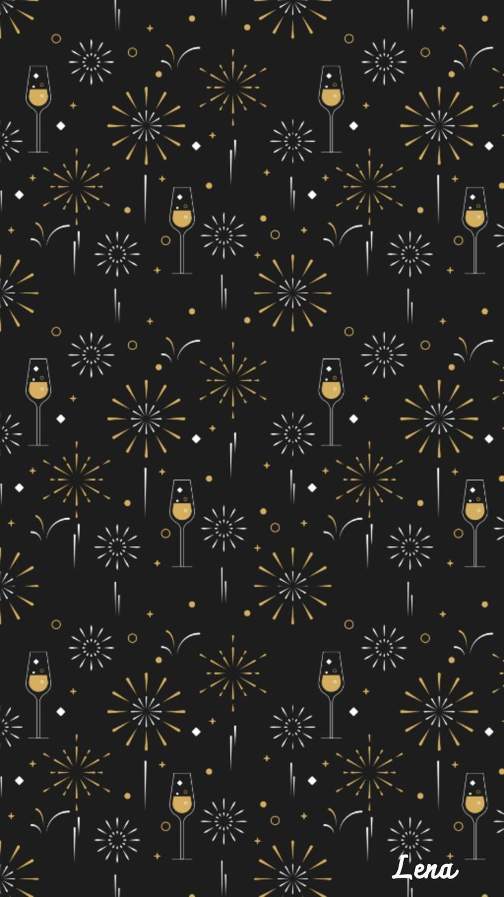 a black background with fireworks and wine glasses