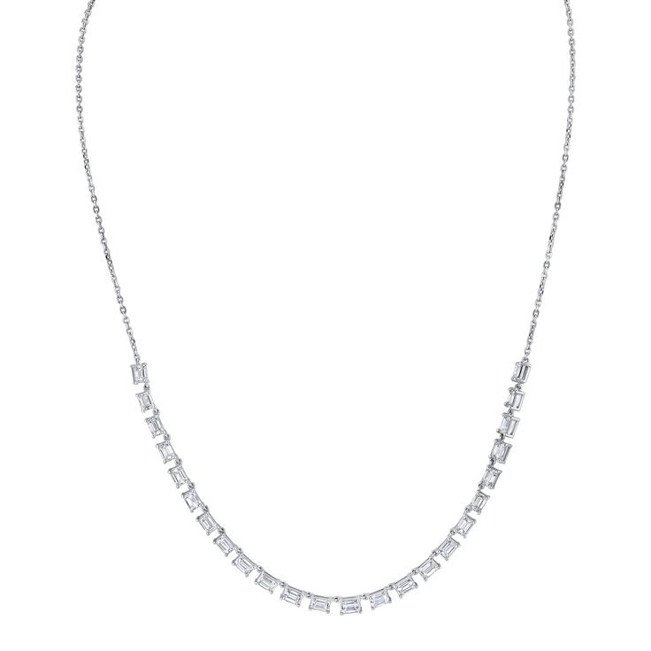 18K White Gold 4.68ctw Emerald Cut Diamond Necklace Pear Cut Diamond, Emerald Cut Diamond, Emerald Cut Diamonds, Emerald Cut, Diamond Necklace, Diamond Cuts, Emerald, White Gold, Gold