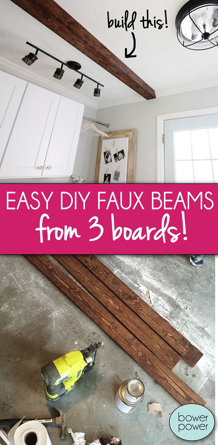 the diy faux beams from 3 boards