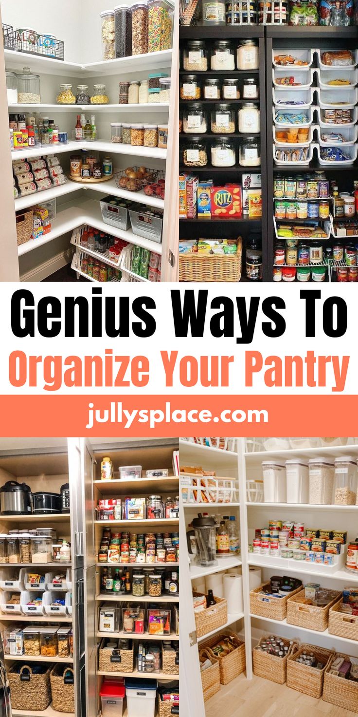 Organize Your Pantry Closet To Pantry Ideas, Organising Pantry, Organising Pantry Ideas, Pantry Set Up Ideas, Food Pantry Storage, Walk In Kitchen Pantry Organization, Food Pantry Organizing Ideas, Organize Cupboards, Pantry Storage And Organization