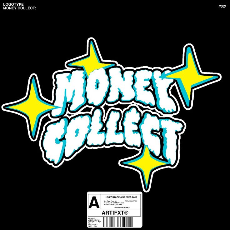 the back side of a black shirt with yellow stars and blue lettering that says money collect