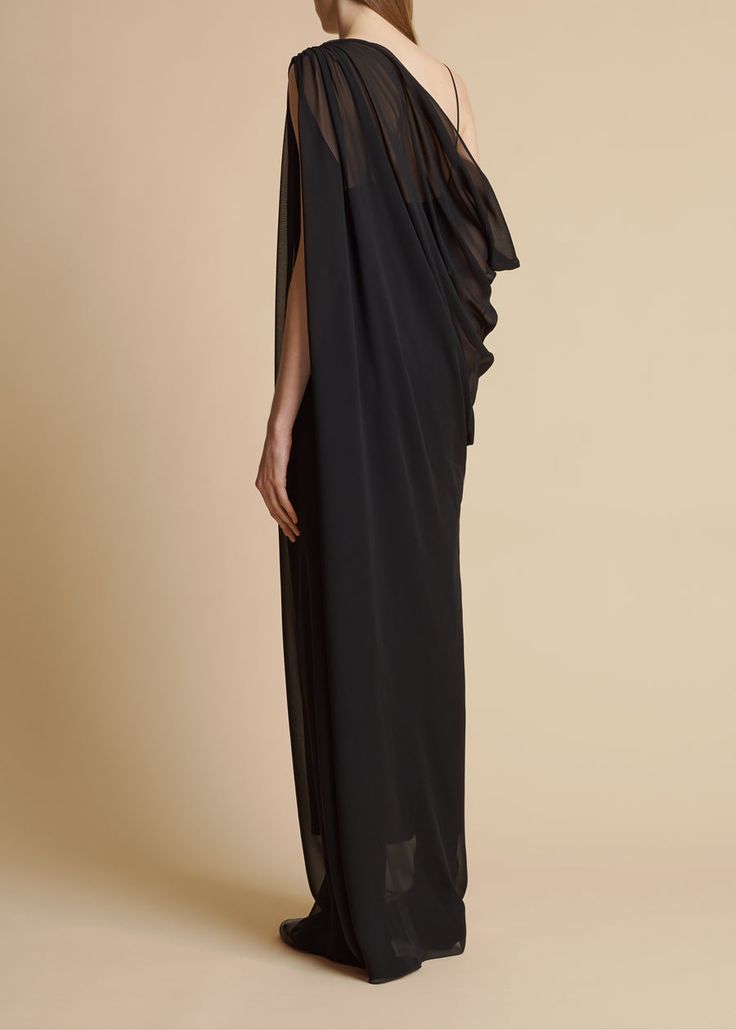 The Taj Dress in Black– KHAITE Silk Chiffon, Chiffon, Silk, Fashion Design, Black