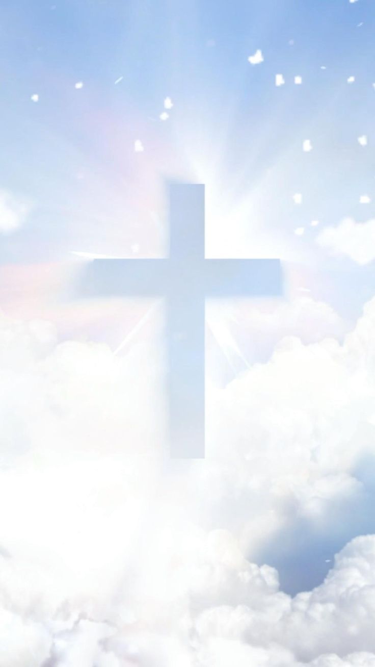 the cross is in the sky above some clouds