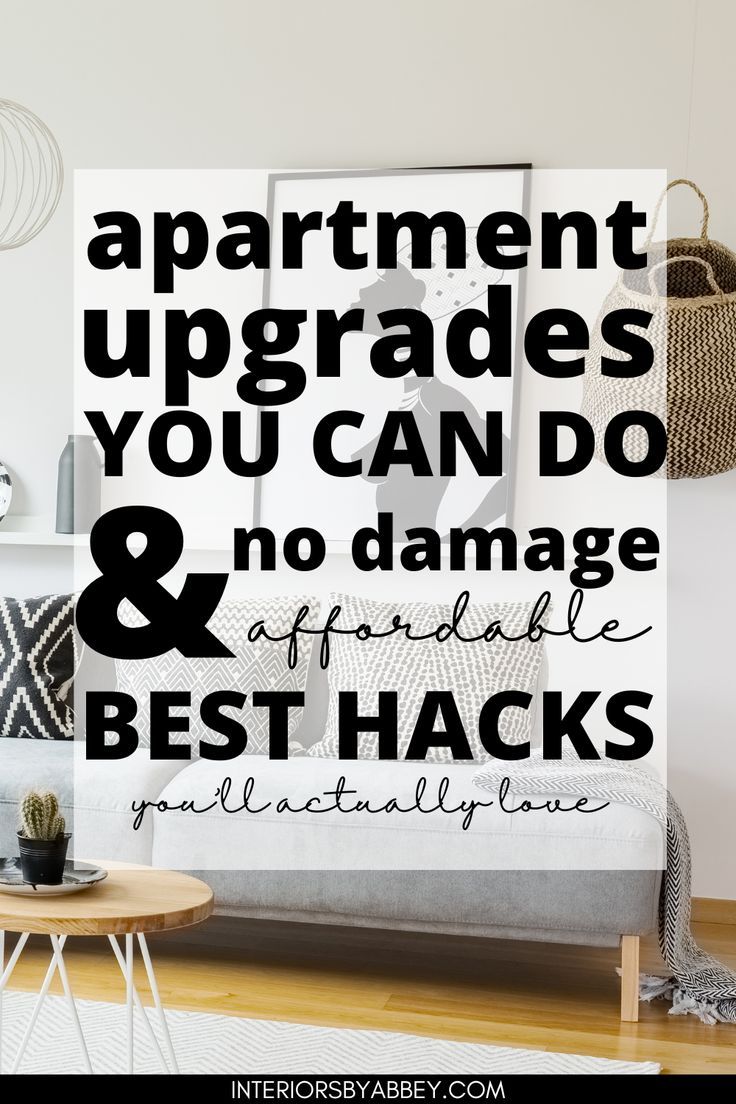 the words apartment upgrades you can do and no damage are displayed on a wall