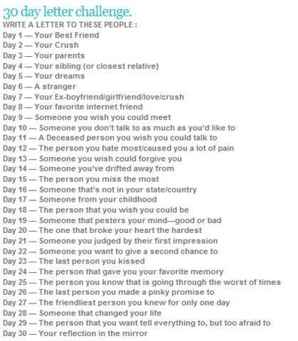 the 30 day letter challenge is shown here