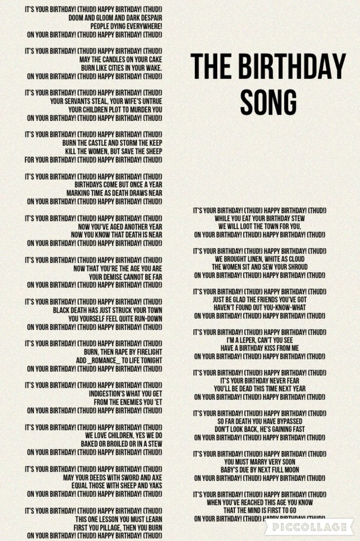 the birthday song is shown in black and white