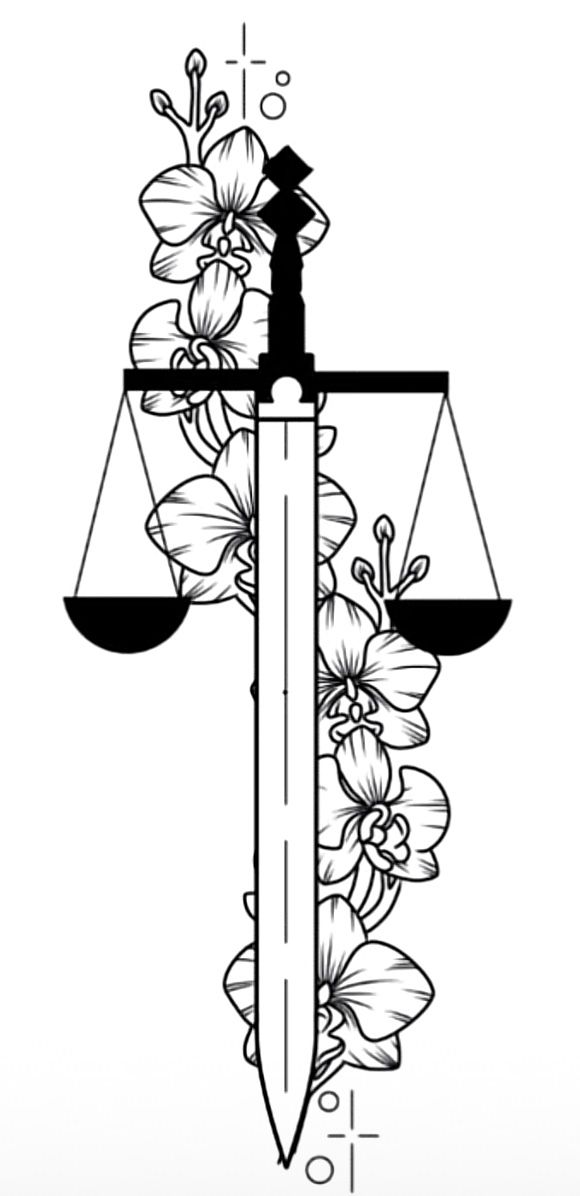 Libra Sketch Drawings, Libra Zodiac Tattoos, Libra Art, Flower Thigh Tattoos, Libra Tattoo, Cute Hand Tattoos, Black Girls With Tattoos, Zodiac Tattoos, Leg Sleeve Tattoo