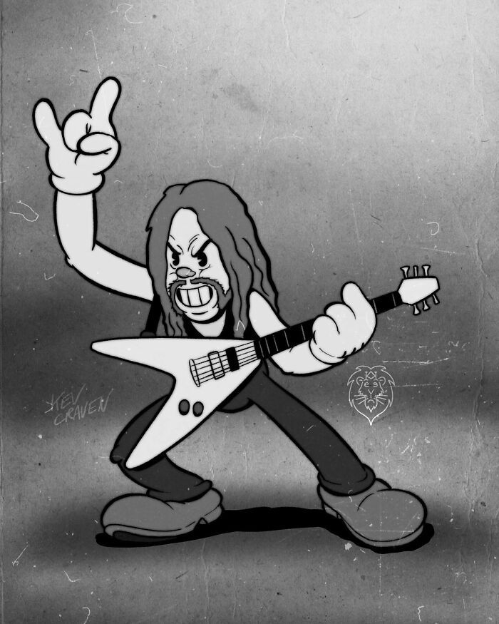 a cartoon character playing an electric guitar