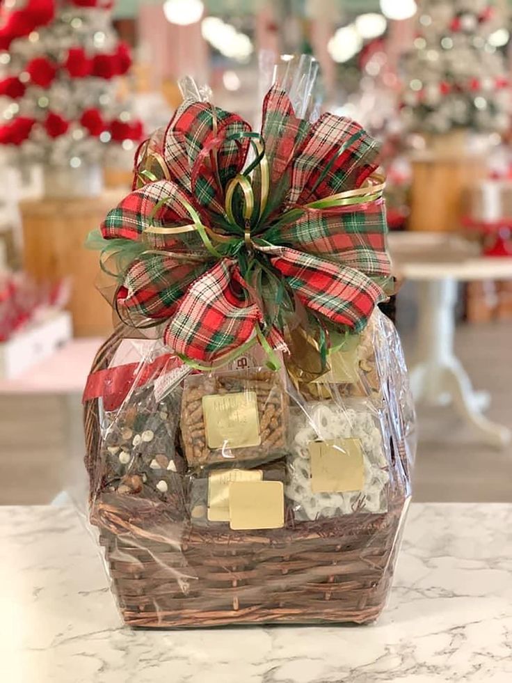 a basket filled with lots of holiday treats