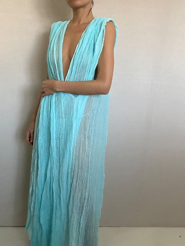 Aqua Blue Dress - Etsy Aqua Blue Dress, Scorpio Rising, Sea Witch, Blue Raspberry, Caftan Dress, Survival Skills, Summer Cotton, Beach Dresses, Aesthetic Food