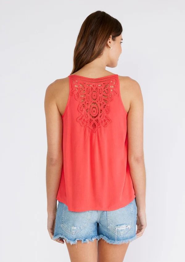 Women's Bohemian Tank Top + Sheer Lace Racerback Detail | LOVESTITCH Summer Tank Top With Lace Trim And Scoop Neck, Vacation Tank Top With Lace Trim, Bohemian Lace Tank Top For Summer, Casual Lace Trim Tank Top For Vacation, Casual Lace Top With Lace Trim For Beach, Bohemian Lace Tops With Spaghetti Straps, Casual Tank Top With Lace Trim For Vacation, Casual Lace Top Camisole For Vacation, Casual Lace Trim Top For Beach