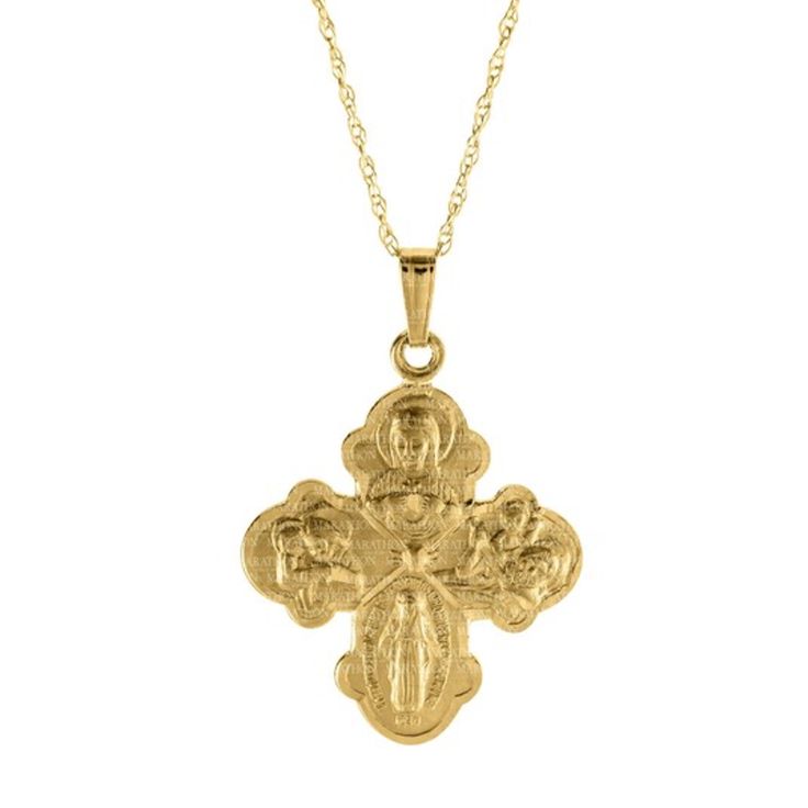 Scapular Necklace 14K by Kury - Available at SHOPKURY.COM. Free Shipping on orders over $200. Trusted jewelers since 1965, from San Juan, Puerto Rico. Spiritual 14k Gold Crucifix Necklace, 14k Gold Necklace With Miraculous Medal, 14k Yellow Gold Necklace With Miraculous Medal, Gold Crucifix Necklace With Miraculous Medal, 14k Yellow Gold Miraculous Medal Necklace, 14k Gold Crucifix Necklace With Polished Finish, 14k Gold Engraved Crucifix Necklace, Yellow Gold Cross Pendant Jewelry With Miraculous Medal, Yellow Gold Jewelry With Miraculous Medal Cross Pendant