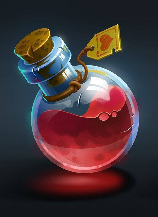 a glass ball with a red liquid inside and a gold key hanging from the top