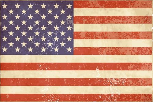 an old american flag with grungy edges and stars on the bottom half of it