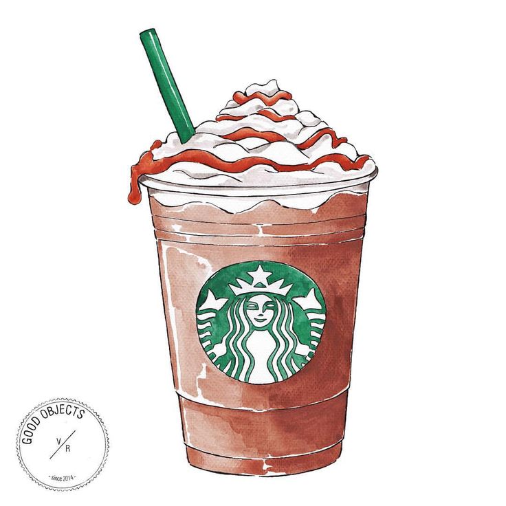 a drawing of a starbucks drink with whipped cream on top and a green straw in the cup