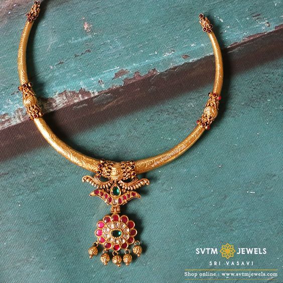 Kanthi Necklace Gold, Addigai Necklace Gold, Kante Designs Latest, Kante Necklace Designs, Kante Gold Necklaces, Gold Choker Designs, Gold Choker Necklace Designs, Gold Short Necklace, Choker Necklace Online