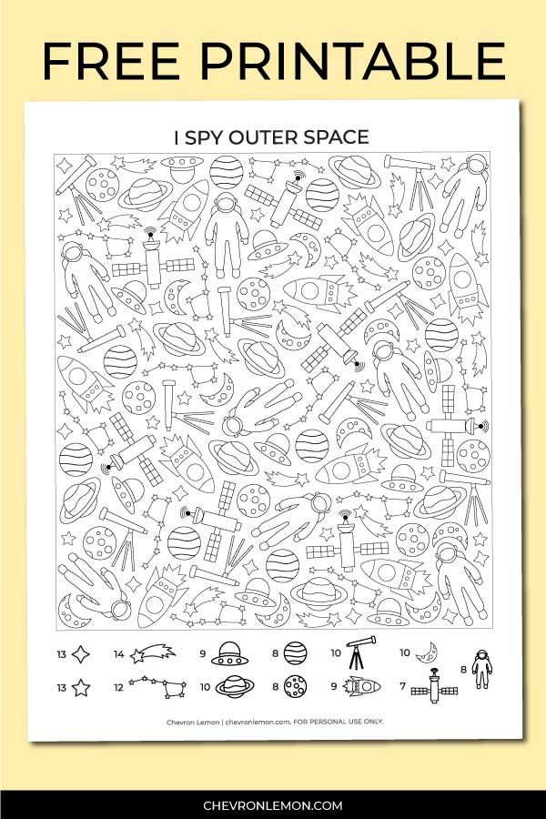 the free printable i spy outer space coloring page