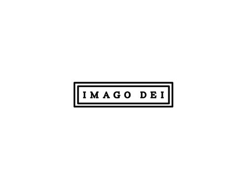 the word imago dei is written in black ink on a white background with a horizontal border