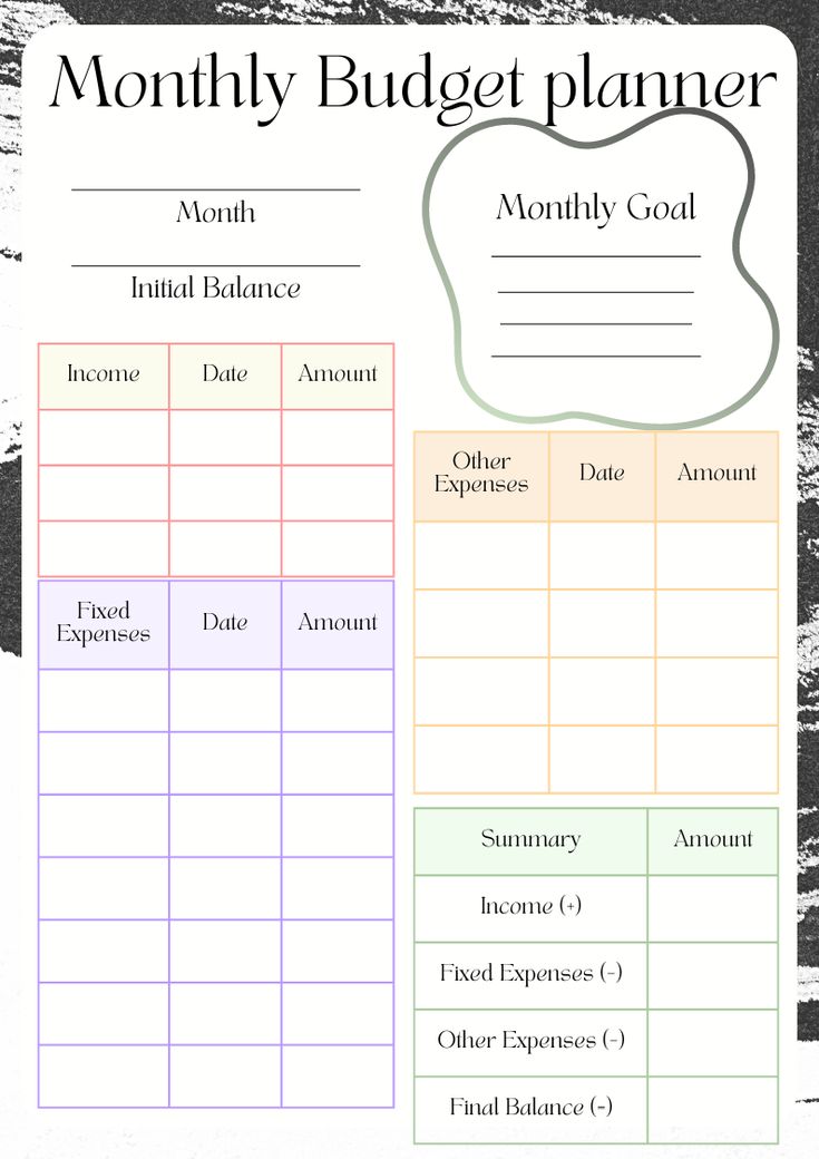 a printable budget planner with the words, money balance and other things to do