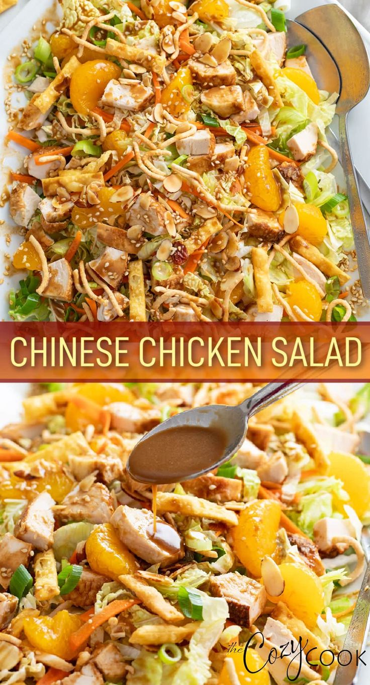 chicken salad with oranges and lettuce in it