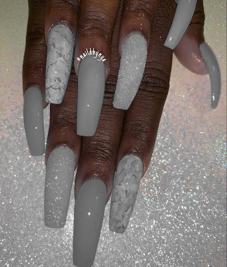 White And Grey Nails Acrylic, Cute Gray Nails, Cute Grey Nails, Grey White Nails, Grey Nails Acrylic, Gray Nails Ideas, Grey Nails Ideas, Grey Nail Ideas, Gray Nail Designs