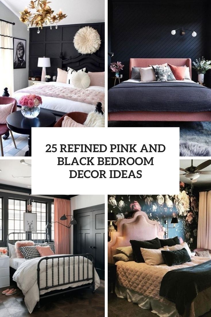 black and white bedroom decor with pink accents