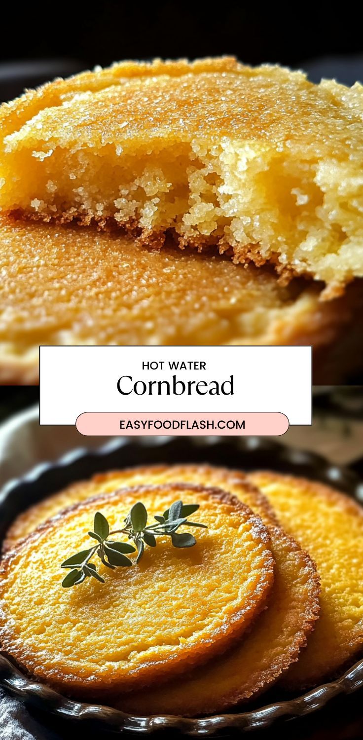 two different types of baked food in pans with the words hot water cornbread on top