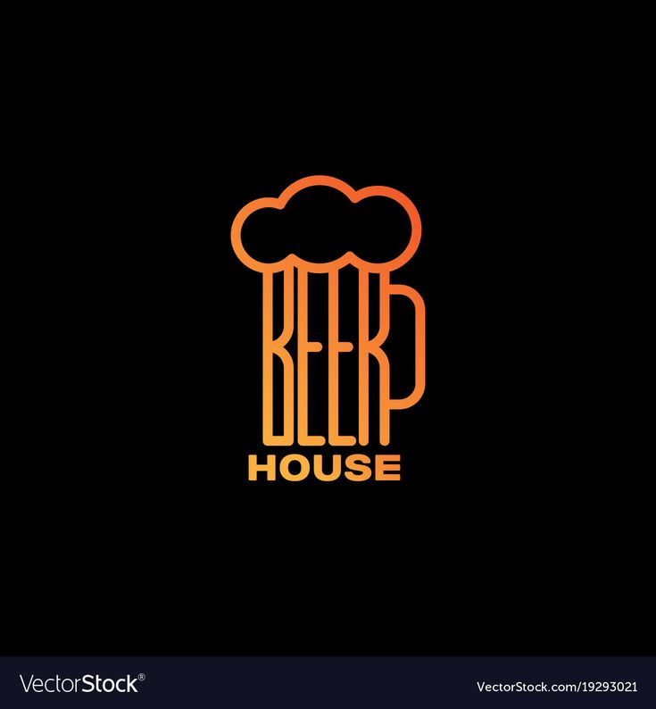 beer house logo design on black background with orange and yellow outlines in the shape of a cloud