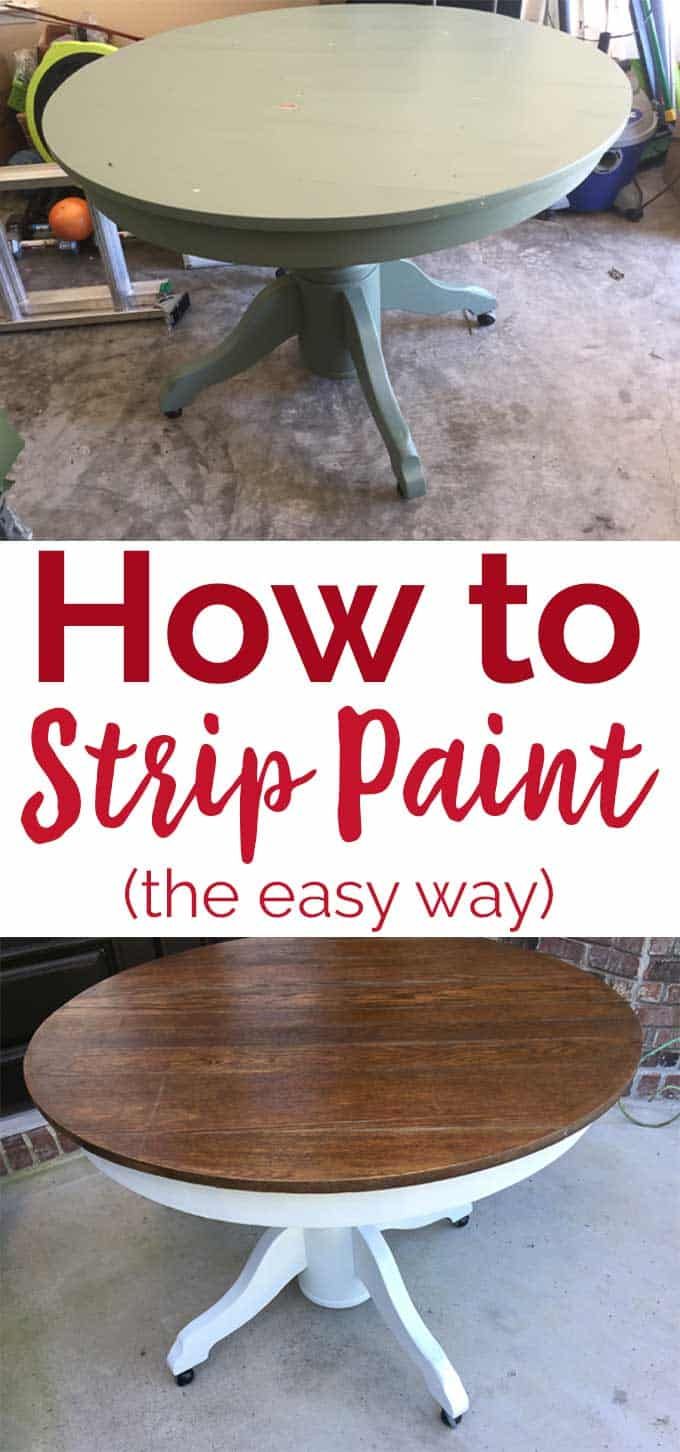 a table with the words how to strip paint on it, and an image of a round