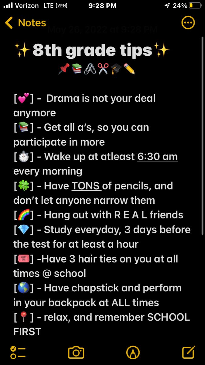 an iphone screen with the text 8 th grade tips on it and other things to do