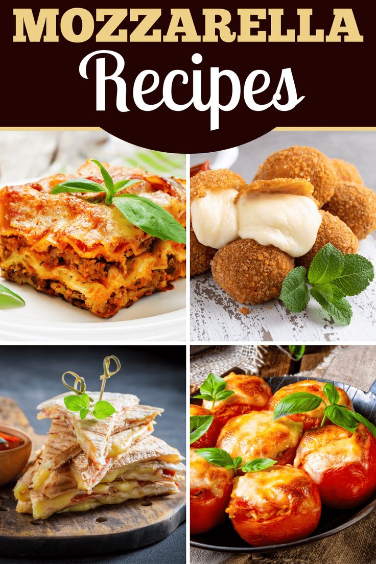 several different types of food with the words mozzarella recipes