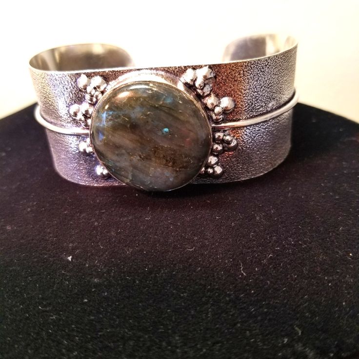 Enchanting Natural Labradorite Gemstone .925 Sterling Silver Cuff Bracelet Rustic Cuff, Sterling Silver Cuff Bracelet, Sterling Silver Cuff, Silver Cuff Bracelet, Silver Cuff, Womens Jewelry Bracelets, Cuff Bracelet, Labradorite, 925 Sterling Silver