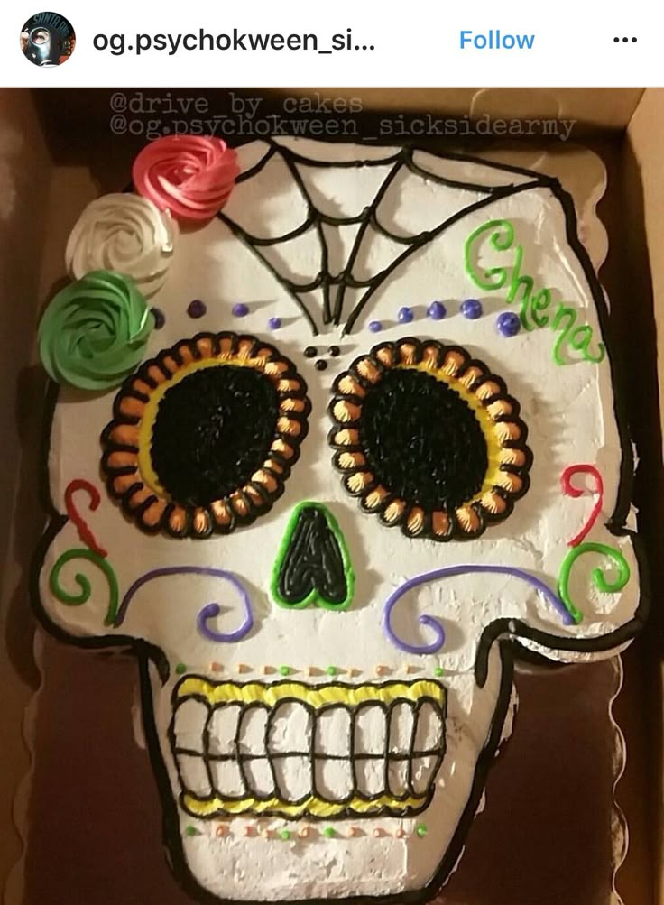 a cake in the shape of a sugar skull