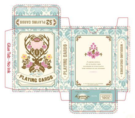 the front and back side of a playing card box