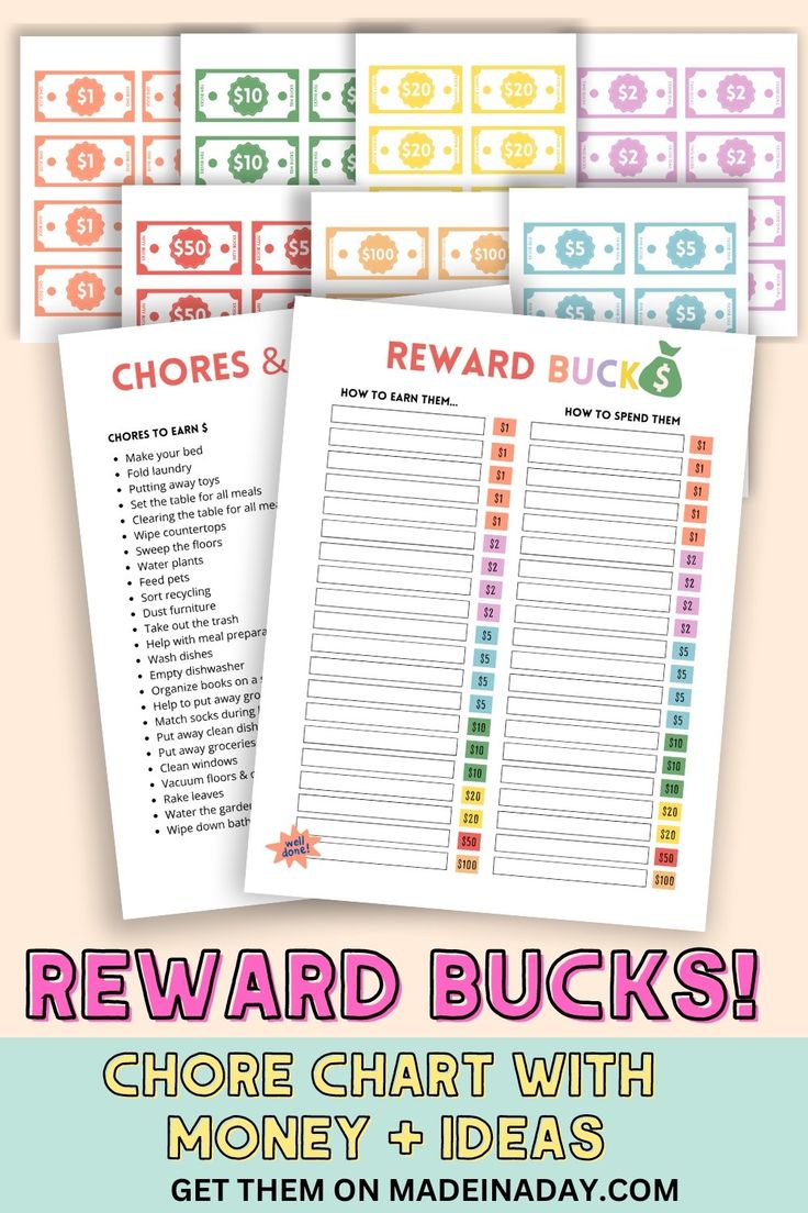 reward bucks with money on them and the words reward bucks below it are in different colors