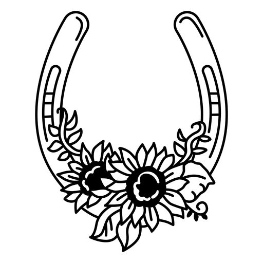 Horseshoe flowers line art PNG Design Barrel Racing Clip Art, Horse Shoe With Flowers, Western Line Art, Horseshoe Flowers, Horseshoe Svg, Horseshoe Tattoo, Flowers Line Art, Hat Painting, Background Education