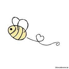 a drawing of a bee flying through the air with a heart on it's back