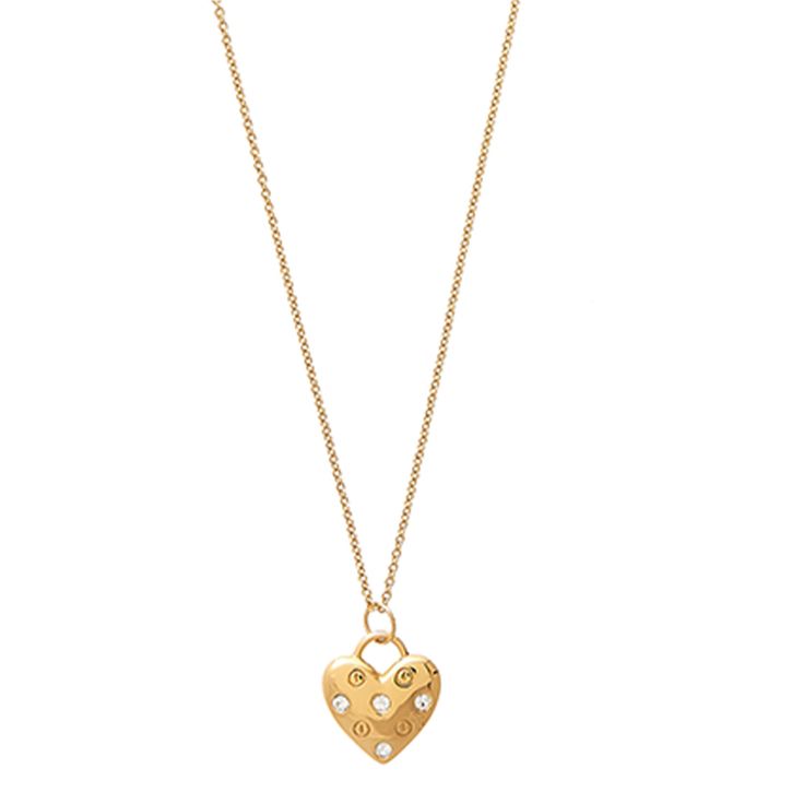 Classics Gold Heart Necklace | Olivia Burton London Gold Heart Charm Necklaces, Gold Heart Charm Necklaces With Heart Cut, Gold Heart Cut Charm Necklace, Elegant Gold Heart Necklace With Charms, Heart-shaped Rose Gold Charm Necklace With Chain, Gold Plated Heart Necklace With Charms, Gold Plated Heart Charm Necklaces, Elegant Gold Charm Necklace With Heart Detail, Gold Double Heart Necklace With Heart Charm