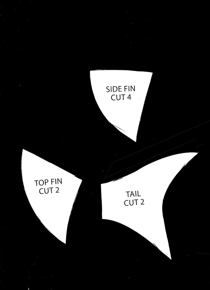 two white arrows pointing in opposite directions on a black background with the words side finn cut out