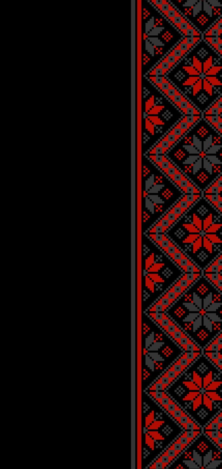 a black background with red and gray designs on the bottom right corner is an ornate border