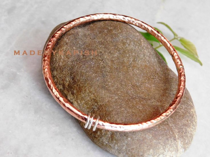 hammered copper bangle | Copper stacking bangle | Pure copper jewellery | Copper Bracelet for Women Arthritis | Gift for her | Gift for dad, Metal - Pure Copper Choose  bracelet length from 6 to 10 inches Handmade Copper bangle THICKNESS 4 mm NOTE- Copper is helpful for balance, communication, and synchronicity. Copper is a great conductor of energy and is useful for all types of spiritual purposes. Many use Copper to balance the Chakras and Meridians. Powerful wands can be fashioned using crystals and Copper tubing or wire. Connecting with the crystals, Copper can smoothly transmit their energies to the holder, communicating knowledge from higher realms to the conscious and subconscious mind. Copper is a popular tool for healing and works with all of the Chakras to pull in energies from h Hammered Rose Gold Bangle, Handmade Copper Bracelet, Copper Jewellery, The Bangles, Les Chakras, Copper Tubing, Stacked Bangles, Copper Bracelet, Handmade Copper