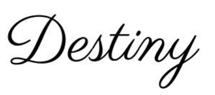 the word destingy written in cursive writing