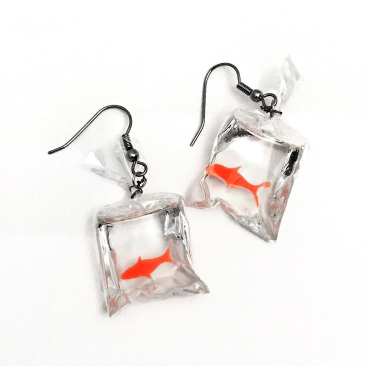 Gay Earrings, Silly Earrings, Bird Eyes, Bag Of Gold, Crazy Earrings, Funny Fish, Novelty Earrings, Weird Jewelry, Fish Jewelry