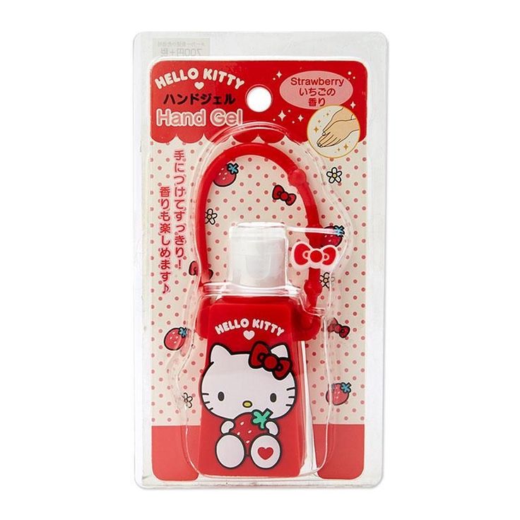 a hello kitty bottle with a red handle