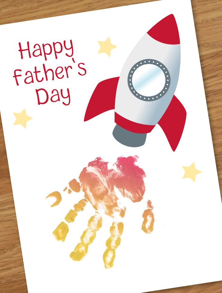 a father's day card with a rocket on it