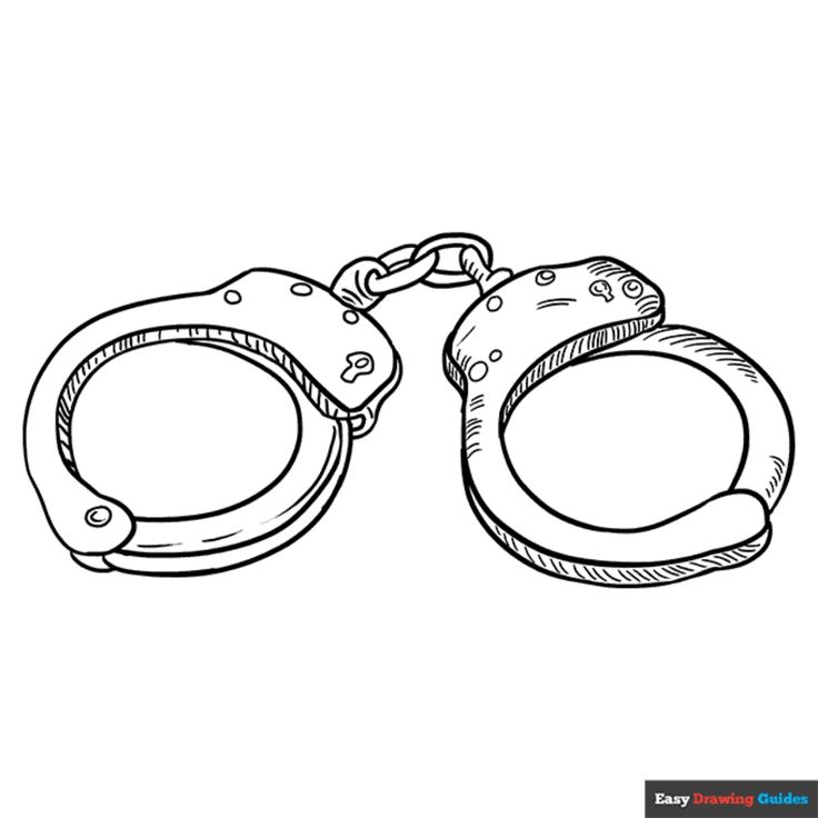 Free Handcuffs Coloring Page for Kids Handcuffs Drawing, Easy Drawing Guides, Free Printable Coloring Sheets, Reference Board, Drawing Guides, Kids Print, Printable Coloring Sheets, Drawing Tutorial Easy, Coloring Tutorial