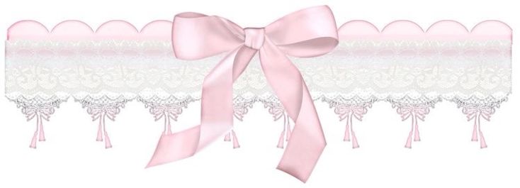 a pink ribbon with bows and laces on the sides is tied in front of a white background