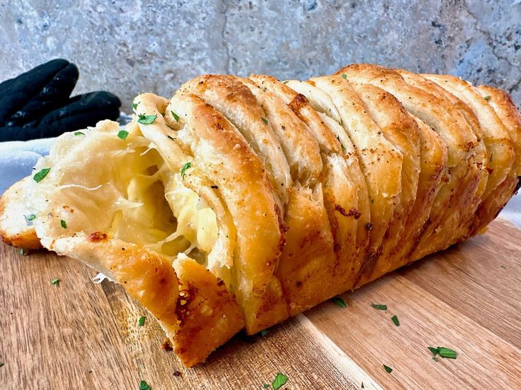 a large piece of bread that is sitting on a table