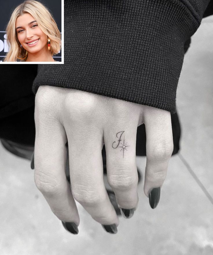 a woman's hand with the word love tattooed on it and an image of her finger