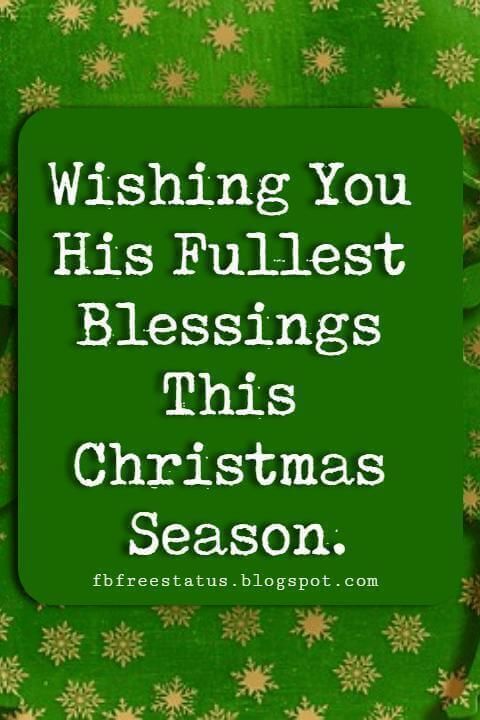 a green christmas card with gold snowflakes and the words wishing you his fullest blessing